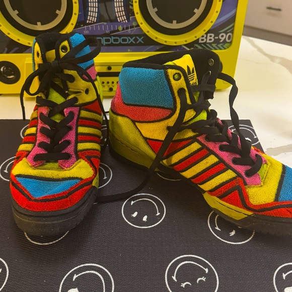 Adidas RaRe JEREMY SCOTT  Sneakers CHENILLE Shoes teddy Mens sz 9.5 fun - Picture 3 of 9